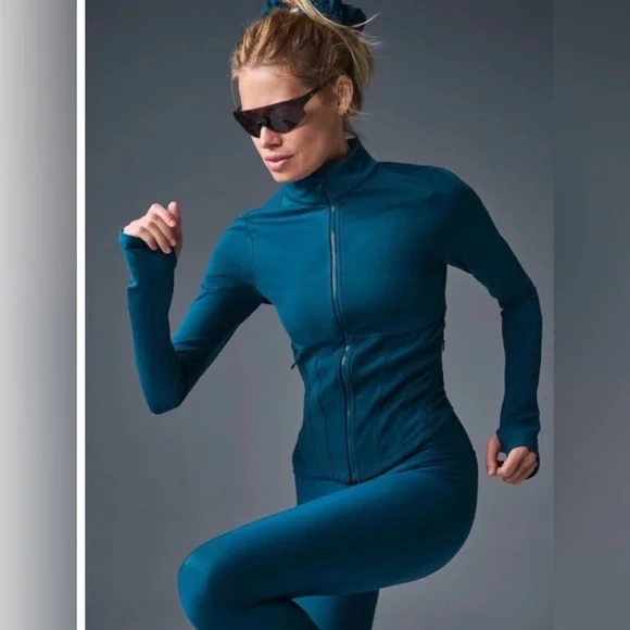 Alo Yoga Airbrush Corset Full Zip Jacket Size M Eclipse Blue - Picture 5 of 14